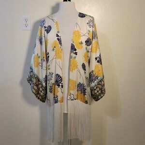 Zara Basic: Women's Small DAMAGED Floral Kimono Cover up